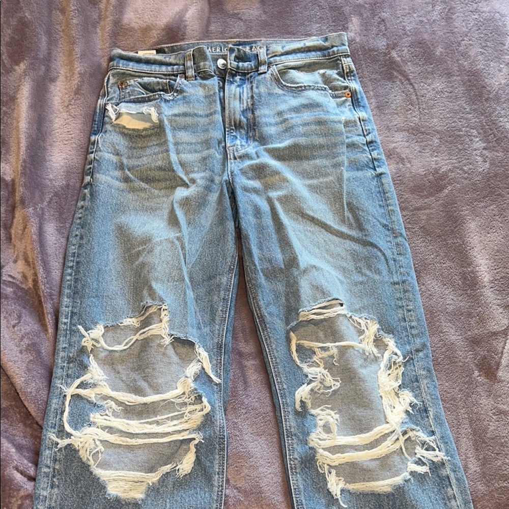 American Eagle Outfitters Blue Boyfriend Distressed Jeans
